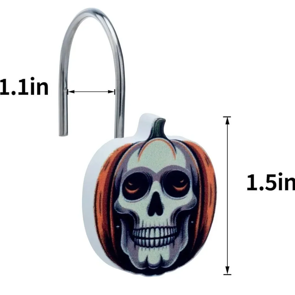 Halloween Shower Curtain Hooks- Set of 12, Perfect for Bathroom